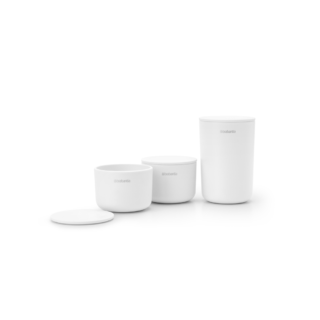 Brabantia set 3 lončkov za kopalnico bel