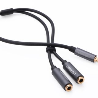 Ugreen adapter 3.5mm (M) na 2x avdio (Ž) črn – polybag