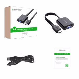 Ugreen HDMI na VGA + 3.5MM Audio+MicroUSB konverter črn – box