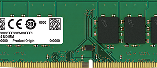 Crucial 8GB DDR4-2400 UDIMM PC4-19200 CL17, 1.2V Single Ranked